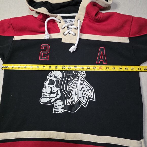 Old Time Hockey #2 Keith Chicago Blackhawks Sweatshirt Hoodie M Skeleton Skull - Picture 11 of 12